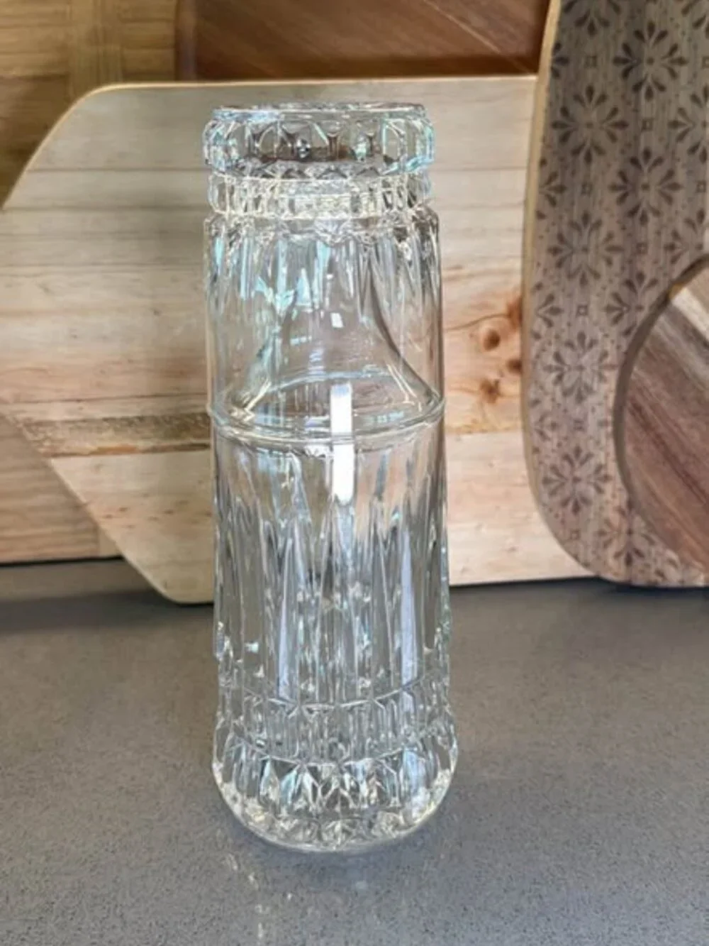 Vintage Cut Glass Bedside Water Carafe and Tumbler Set